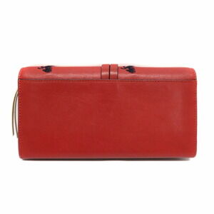 Chloe Bi Red Leather Horse Brown fold Orange Wallet Long